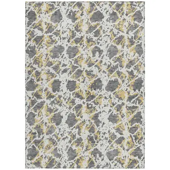 9' X 12' Gray And Ivory Abstract Washable Indoor Outdoor Area Rug