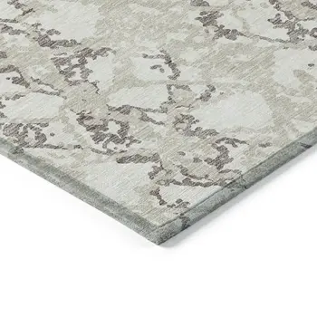 8' X 10' Ivory And Taupe Abstract Washable Indoor Outdoor Area Rug