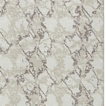 8' X 10' Ivory And Taupe Abstract Washable Indoor Outdoor Area Rug