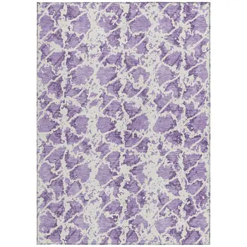 10' X 14' Lilac And Ivory Abstract Washable Indoor Outdoor Area Rug