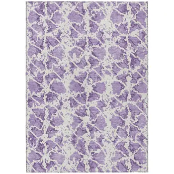 10' X 14' Lilac And Ivory Abstract Washable Indoor Outdoor Area Rug