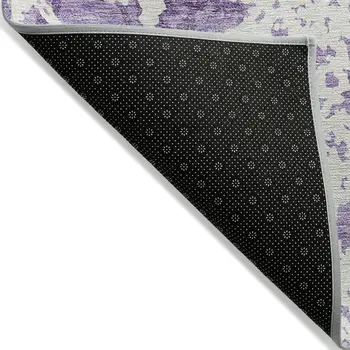 10' X 14' Lilac And Ivory Abstract Washable Indoor Outdoor Area Rug