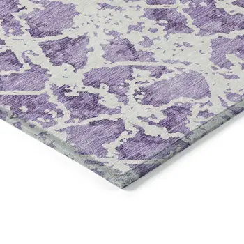 10' X 14' Lilac And Ivory Abstract Washable Indoor Outdoor Area Rug