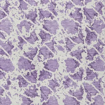10' X 14' Lilac And Ivory Abstract Washable Indoor Outdoor Area Rug