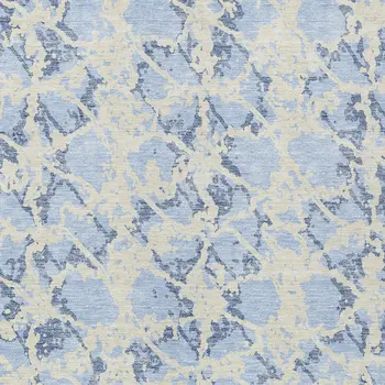5' X 8' Sky Blue And Ivory Abstract Washable Indoor Outdoor Area Rug