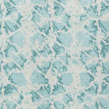 8' X 10' Teal Blue And Ivory Abstract Washable Indoor Outdoor Area Rug
