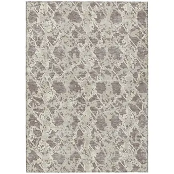 3' X 5' Taupe And Ivory Abstract Washable Indoor Outdoor Area Rug