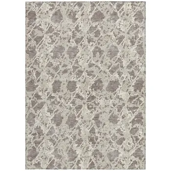 3' X 5' Taupe And Ivory Abstract Washable Indoor Outdoor Area Rug