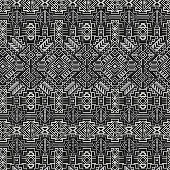 8' X 10' Black And Ivory Tribal Washable Indoor Outdoor Area Rug