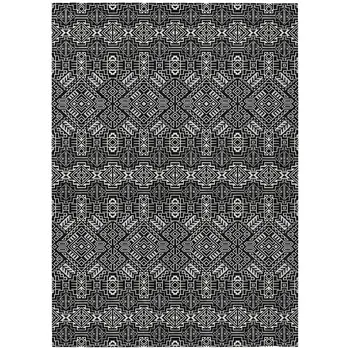10' X 14' Black And Ivory Tribal Washable Indoor Outdoor Area Rug