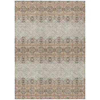 5' X 8' Brown And Beige Tribal Washable Indoor Outdoor Area Rug