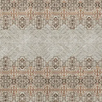 5' X 8' Brown And Beige Tribal Washable Indoor Outdoor Area Rug