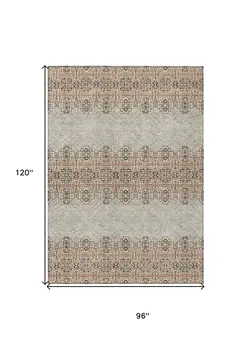 8' X 10' Brown And Beige Tribal Washable Indoor Outdoor Area Rug