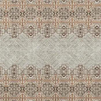 8' X 10' Brown And Beige Tribal Washable Indoor Outdoor Area Rug