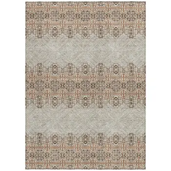 8' X 10' Brown And Beige Tribal Washable Indoor Outdoor Area Rug