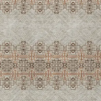10' X 14' Brown And Beige Tribal Washable Indoor Outdoor Area Rug