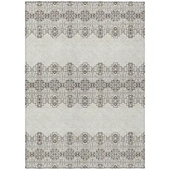 3' X 5' Chocolate And Ivory Tribal Washable Indoor Outdoor Area Rug