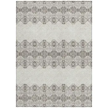3' X 5' Chocolate And Ivory Tribal Washable Indoor Outdoor Area Rug