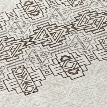 8' Chocolate And Ivory Round Tribal Washable Indoor Outdoor Area Rug