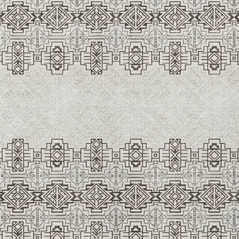 8' X 10' Chocolate And Ivory Tribal Washable Indoor Outdoor Area Rug