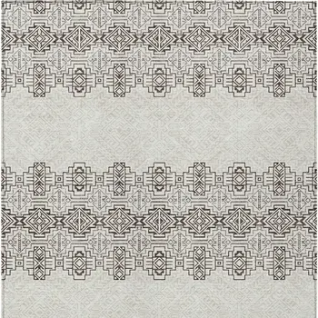 8' X 10' Chocolate And Ivory Tribal Washable Indoor Outdoor Area Rug