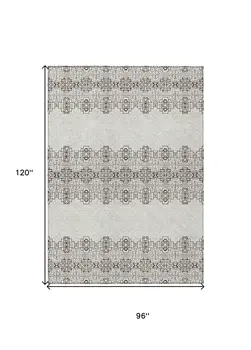 8' X 10' Chocolate And Ivory Tribal Washable Indoor Outdoor Area Rug