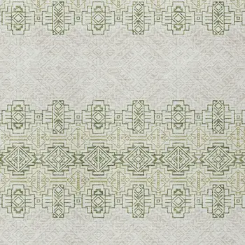 3' X 5' Green And Ivory Tribal Washable Indoor Outdoor Area Rug