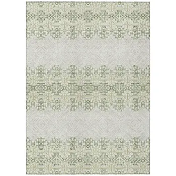 5' X 8' Green And Ivory Tribal Washable Indoor Outdoor Area Rug