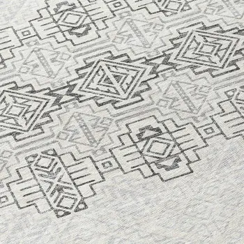 5' X 8' Gray And Ivory Tribal Washable Indoor Outdoor Area Rug
