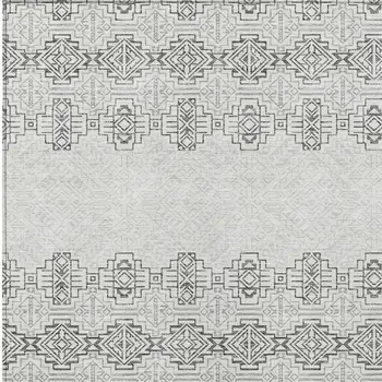 8' X 10' Gray And Ivory Tribal Washable Indoor Outdoor Area Rug