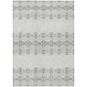 10' X 14' Gray And Ivory Tribal Washable Indoor Outdoor Area Rug