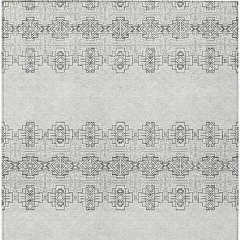 10' X 14' Gray And Ivory Tribal Washable Indoor Outdoor Area Rug