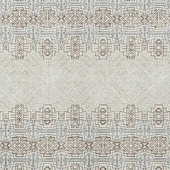 5' X 8' Ivory And Taupe Tribal Washable Indoor Outdoor Area Rug