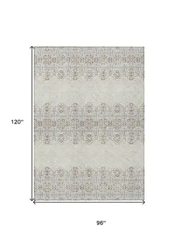 8' X 10' Ivory And Taupe Tribal Washable Indoor Outdoor Area Rug