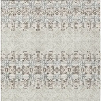 8' X 10' Ivory And Taupe Tribal Washable Indoor Outdoor Area Rug