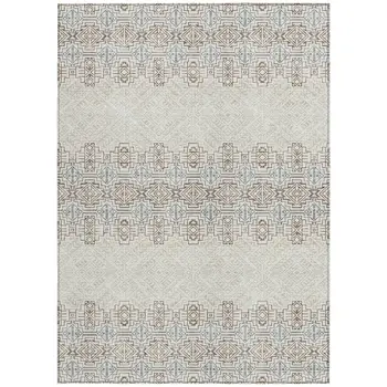 8' X 10' Ivory And Taupe Tribal Washable Indoor Outdoor Area Rug