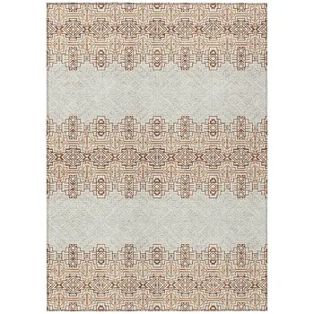 10' X 14' Orange And Ivory Tribal Washable Indoor Outdoor Area Rug