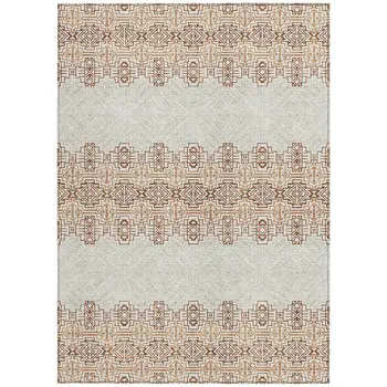 10' X 14' Orange And Ivory Tribal Washable Indoor Outdoor Area Rug
