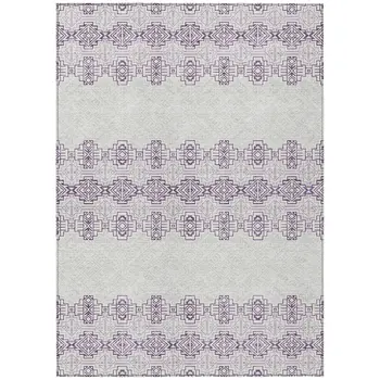 8' X 10' Purple And Ivory Tribal Washable Indoor Outdoor Area Rug