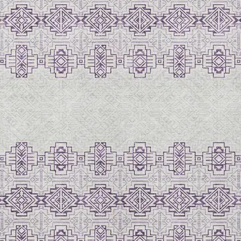 8' X 10' Purple And Ivory Tribal Washable Indoor Outdoor Area Rug