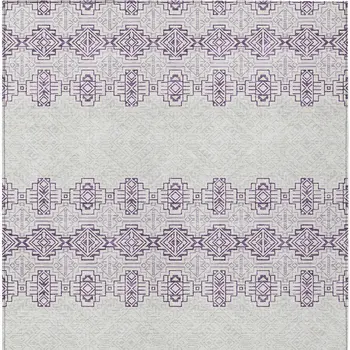 8' X 10' Purple And Ivory Tribal Washable Indoor Outdoor Area Rug
