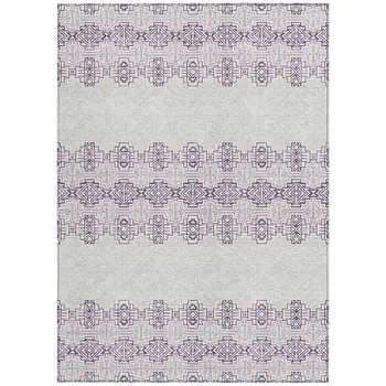 9' X 12' Purple And Ivory Tribal Washable Indoor Outdoor Area Rug