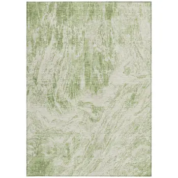 5' X 8' Sage And Ivory Abstract Washable Indoor Outdoor Area Rug