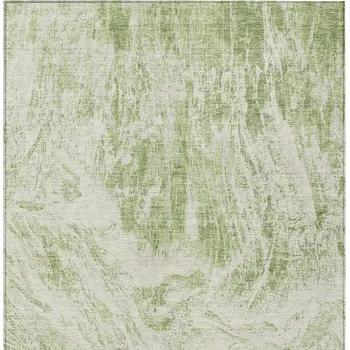 9' X 12' Sage And Ivory Abstract Washable Indoor Outdoor Area Rug