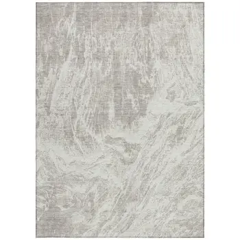 9' X 12' Beige And Ivory Abstract Washable Indoor Outdoor Area Rug
