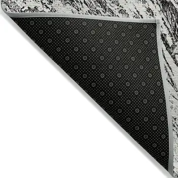 5' X 8' Black And Ivory Abstract Washable Indoor Outdoor Area Rug