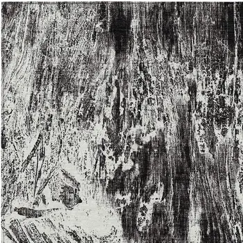 8' X 10' Black And Ivory Abstract Washable Indoor Outdoor Area Rug