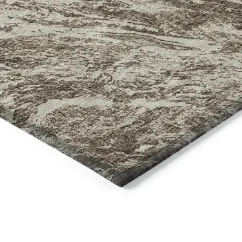 3' X 5' Brown And Ivory Abstract Washable Indoor Outdoor Area Rug