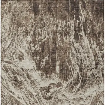 3' X 5' Brown And Ivory Abstract Washable Indoor Outdoor Area Rug