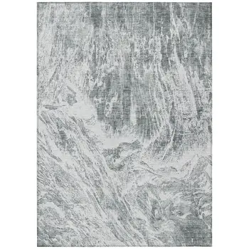 5' X 8' Gray And Ivory Abstract Washable Indoor Outdoor Area Rug